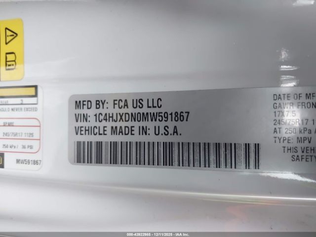 2021 JEEP WRANGLER UNLIMITED 1C4HJXDN0MW591867 Photo 8