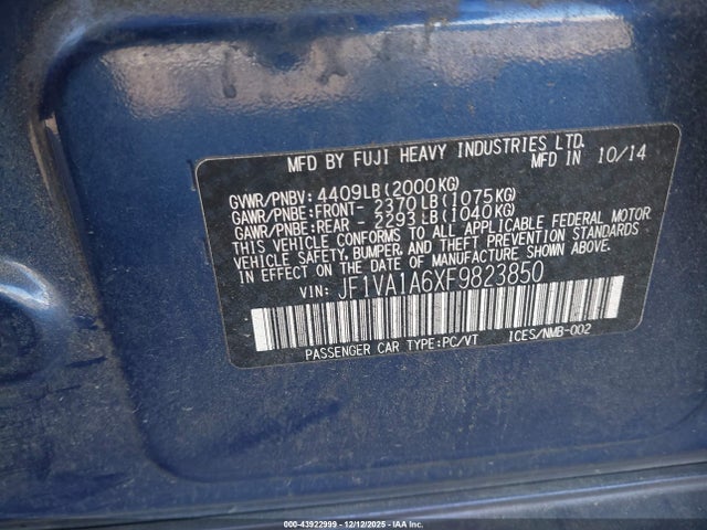 JF1VA1A6XF9823850 Subaru WRX