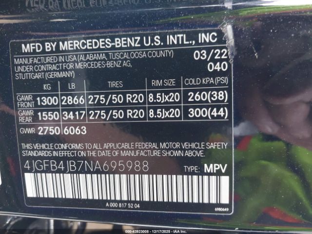 2022 MERCEDES-BENZ GLE 350 4JGFB4JB7NA695988 Photo 8