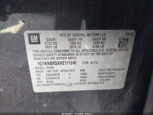 2017 CADILLAC XT5 1GYKNBRSXHZ111246 Photo 8