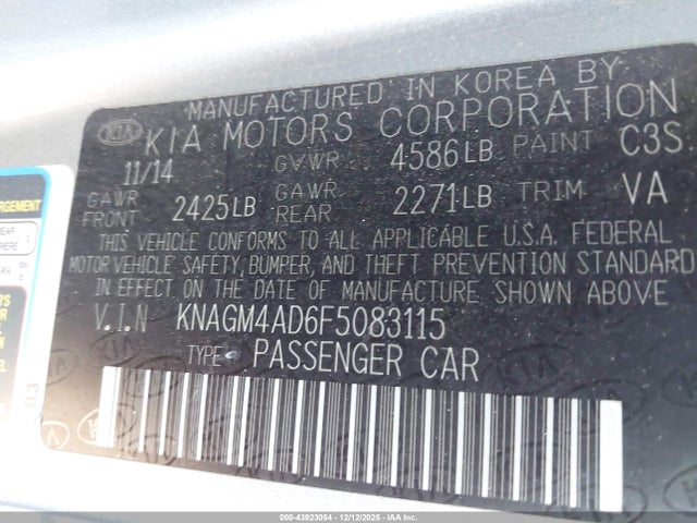 KIA OPTIMA HYBRID 2015 KNAGM4AD6F5083115 Image 9