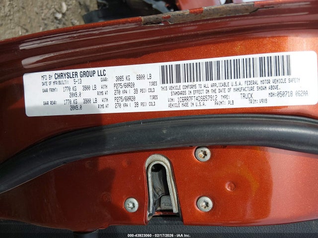 Продаж на аукціоні авто 2013 Ram 1500 Express, vin: 1C6RR7FT4DS657912, номер лоту: 43923060