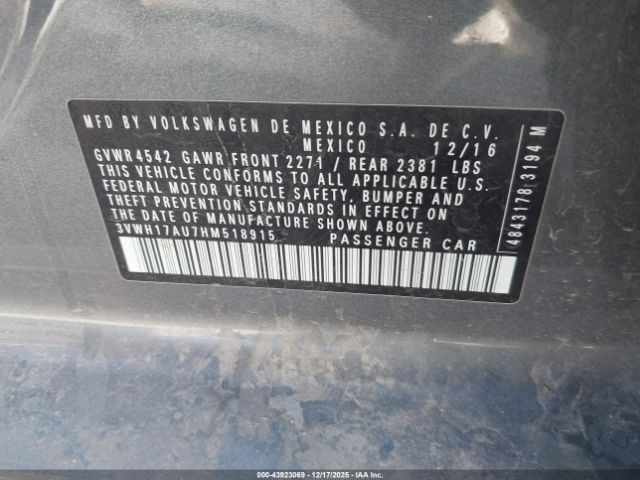 2017 VOLKSWAGEN GOLF ALLTRACK 3VWH17AU7HM518915 Photo 8