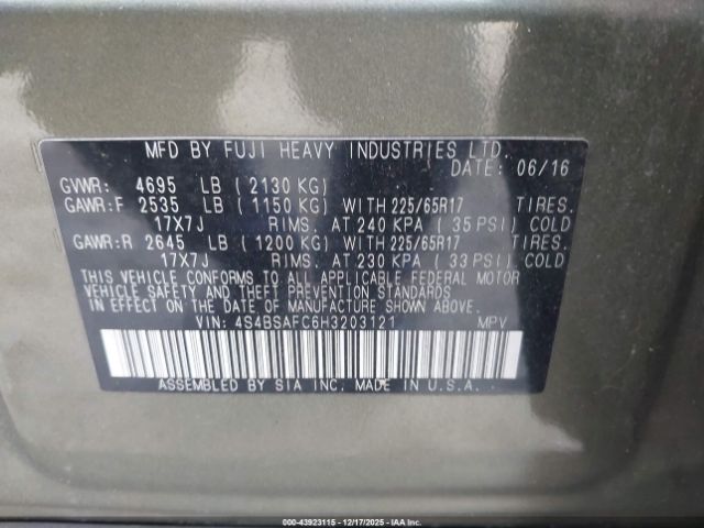 2017 SUBARU OUTBACK 4S4BSAFC6H3203121 Photo 8