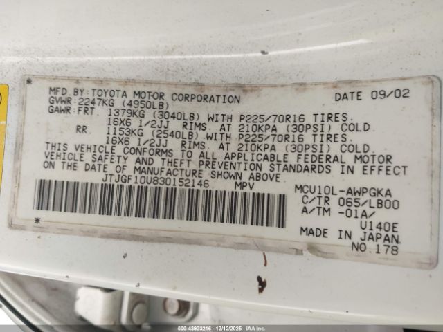 2003 LEXUS RX 300 JTJGF10U830152146 Photo 8