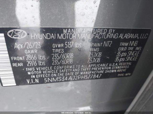 2023 HYUNDAI SANTA FE 5NMS34AJ2PH577847 Photo 8