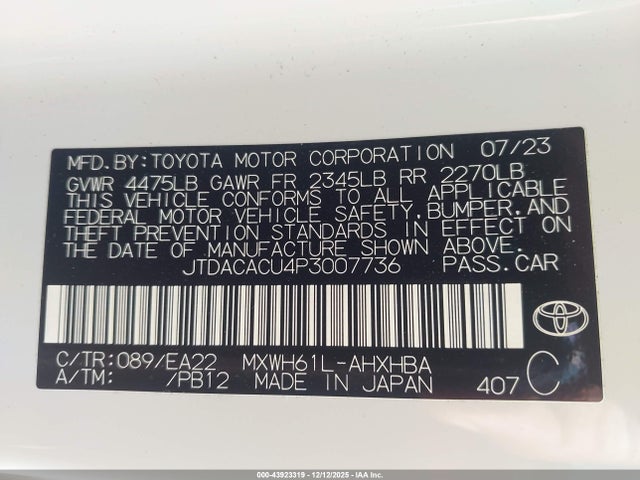 2023 TOYOTA PRIUS PRIME JTDACACU4P3007736 Photo 8