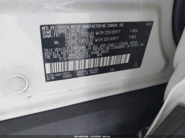 2022 TOYOTA RAV4 2T3G1RFV7NC313263 Photo 8