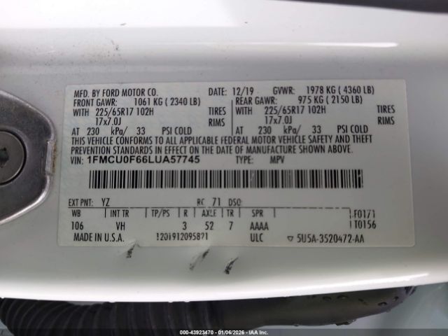 2020 FORD ESCAPE 1FMCU0F66LUA57745 Photo 8