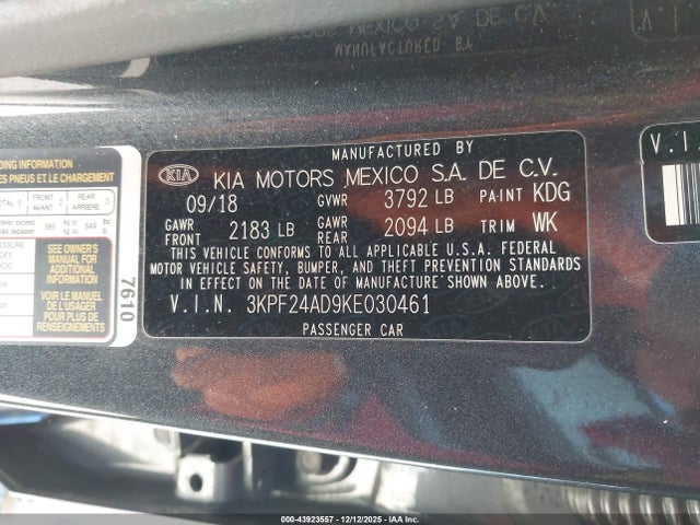 KIA Forte Lxs 2019 3KPF24AD9KE030461 Image 9