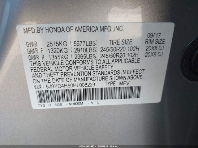 2017 ACURA MDX 5J8YD4H50HL008223 Photo 8