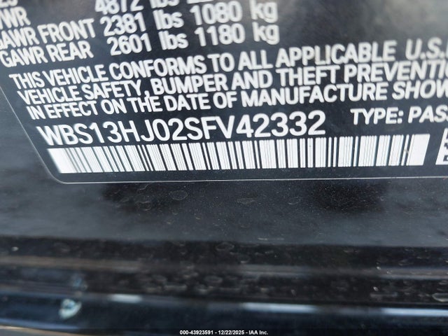 Auction sale of the 2025 Bmw M3, vin: WBS13HJ02SFV42332, lot number: 43923591