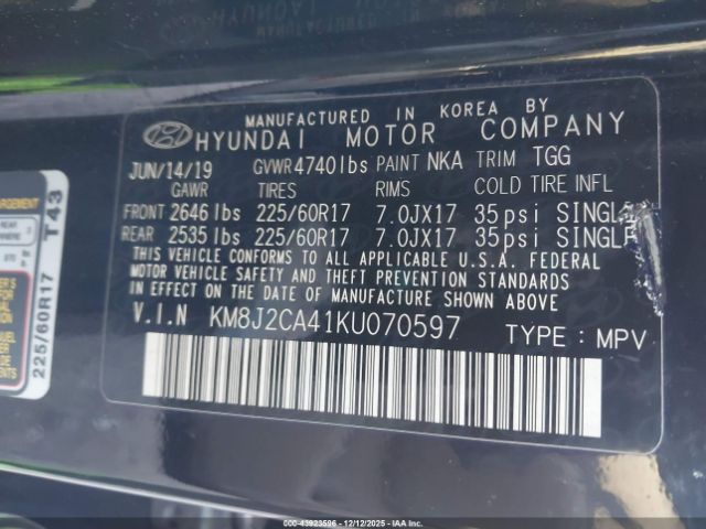 2019 HYUNDAI TUCSON KM8J2CA41KU070597 Photo 8