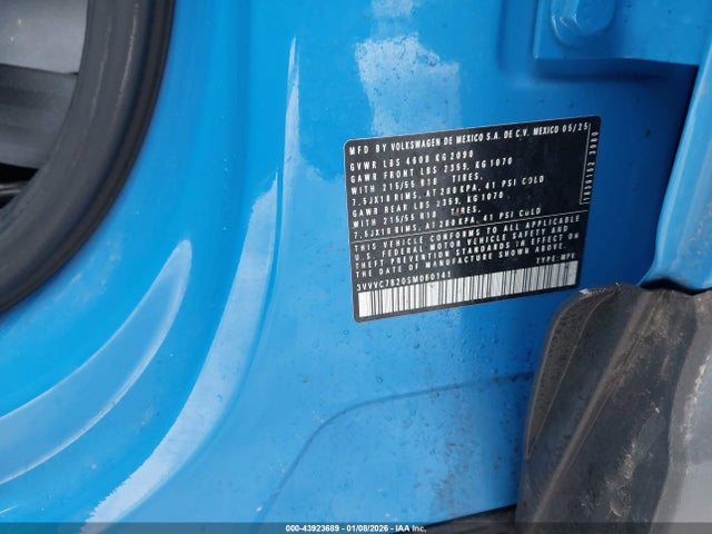 2025 Volkswagen Taos 1.5t Se მანქანა იყიდება აუქციონზე, vin: 3VVVC7B20SM060141, აუქციონის ნომერი: 43923689