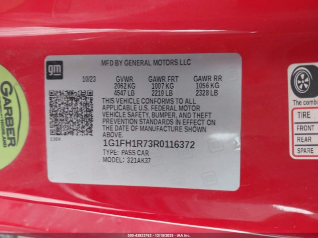 2024 CHEVROLET CAMARO 1G1FH1R73R0116372 Photo 8