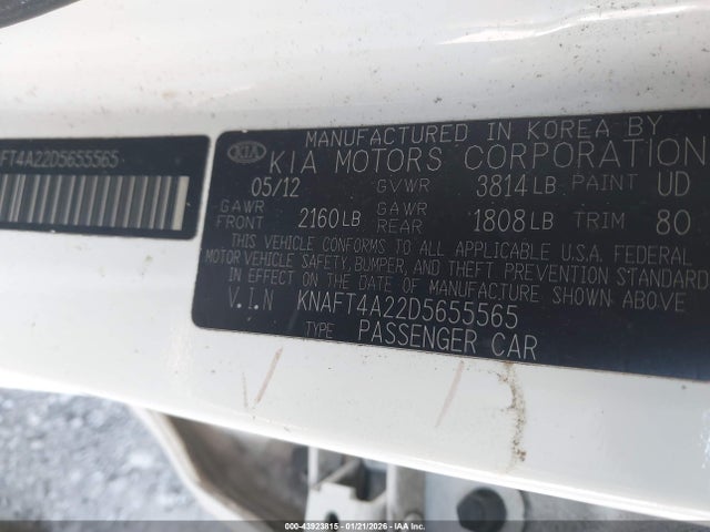 Aukcja sprzedaży 2013 Kia Forte Lx, vin: KNAFT4A22D5655565, numer aukcji: 43923815