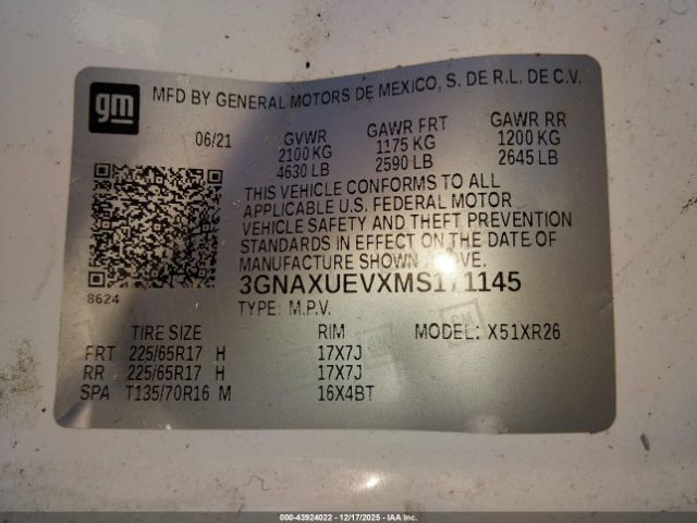 2021 CHEVROLET EQUINOX 3GNAXUEVXMS171145 Photo 8