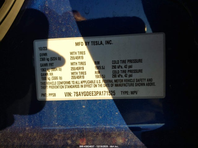 2023 TESLA MODEL Y 7SAYGDEE3PA171525 Photo 8