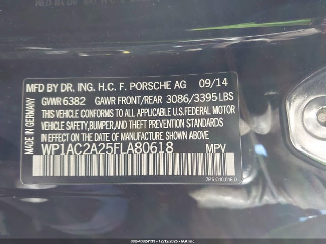 2015 PORSCHE CAYENNE WP1AC2A25FLA80618 Photo 8