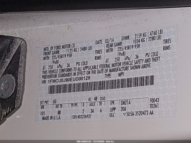 2014 FORD ESCAPE 1FMCU0J90EUD00129 Photo 8