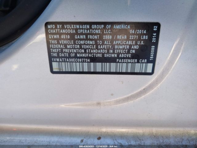 2014 VOLKSWAGEN PASSAT 1VWAT7A30EC097734 Photo 8