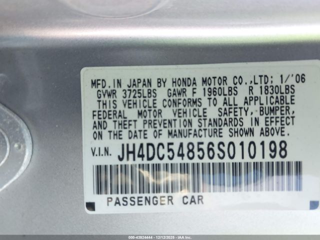 2006 ACURA RSX JH4DC54856S010198 Photo 8