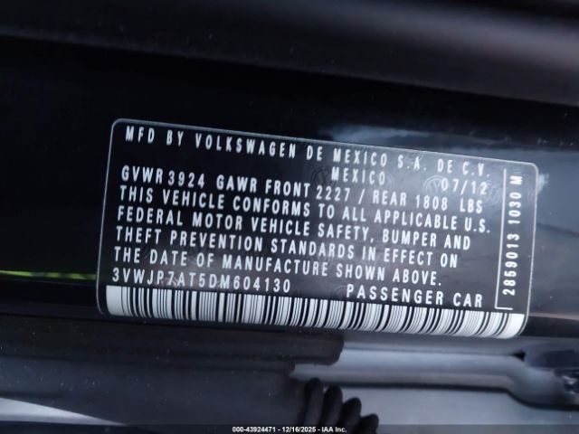 2013 VOLKSWAGEN BEETLE 3VWJP7AT5DM604130 Photo 8