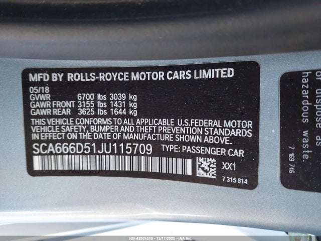 Rolls-Royce Dawn 2018 SCA666D51JU115709 Image 9