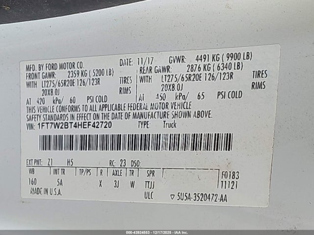 Ford F-250 Lariat 2017 1FT7W2BT4HEF42720 Image 9