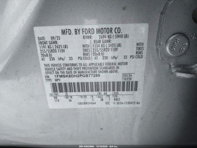 2023 FORD EXPLORER 1FMSK8DH2PGB77289 Photo 8