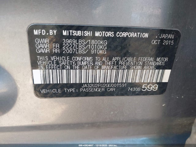 2016 MITSUBISHI LANCER JA32U2FU2GU001591 Photo 8