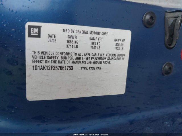2005 CHEVROLET COBALT 1G1AK12F257661753 Photo 8