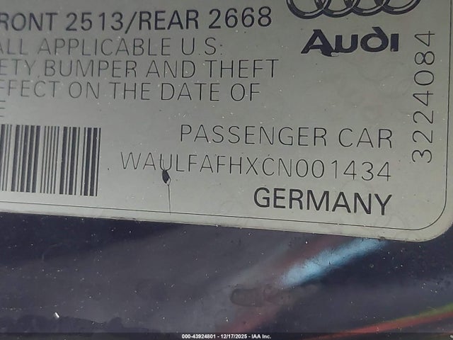 2012 AUDI A5 WAULFAFHXCN001434 Photo 8