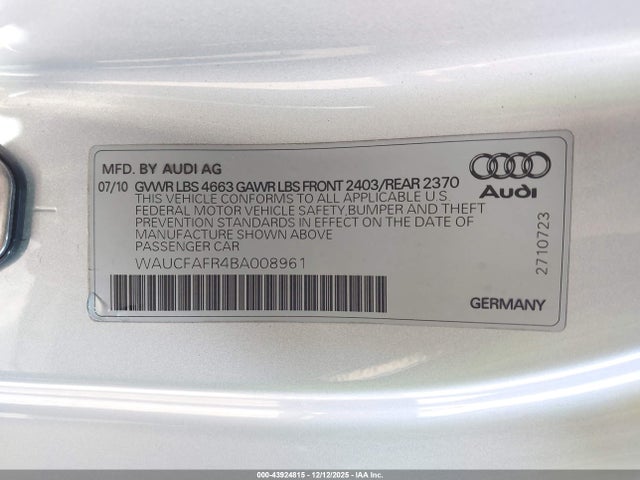 2011 AUDI A5 WAUCFAFR4BA008961 Photo 8