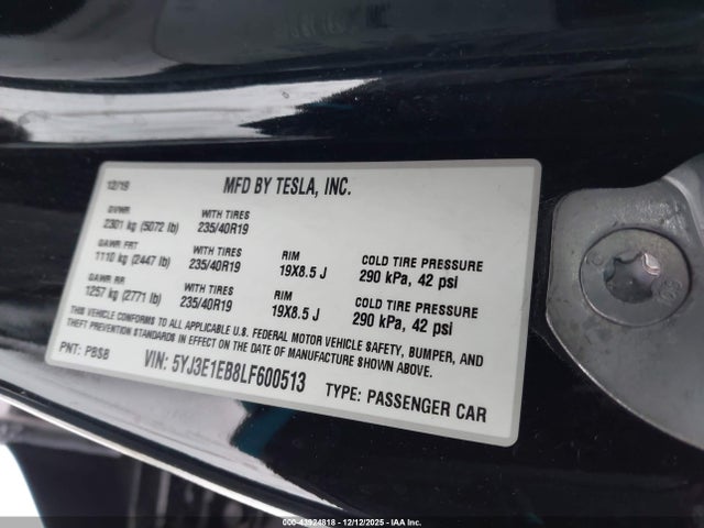 2020 TESLA MODEL 3 5YJ3E1EB8LF600513 Photo 8