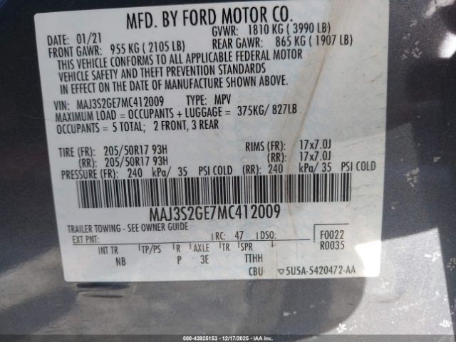 2021 FORD ECOSPORT MAJ3S2GE7MC412009 Photo 8