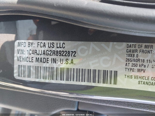 1C4RJJAG2R8922872 Jeep Grand Cherokee L Laredo 4x2
