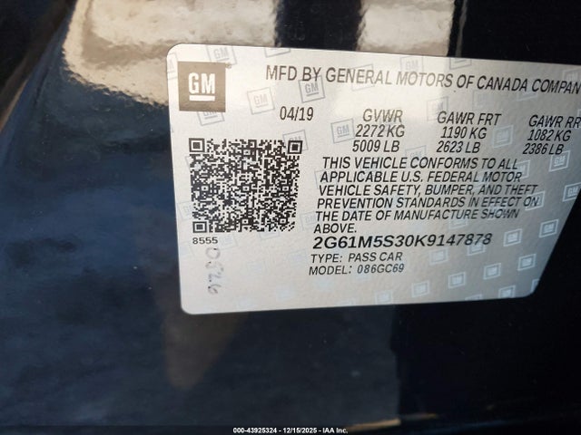 2019 CADILLAC XTS 2G61M5S30K9147878 Photo 8