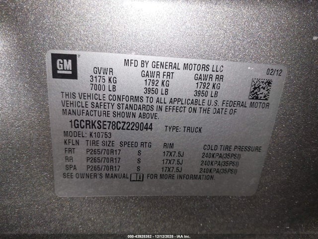 2012 CHEVROLET SILVERADO 1500 1GCRKSE78CZ229044 Photo 8