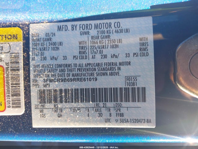 2024 FORD BRONCO SPORT 3FMCR9B69RRE61019 Photo 8