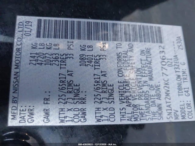 Nissan ROGUE SV 2019 5N1AT2MV2KC770632 Image 9