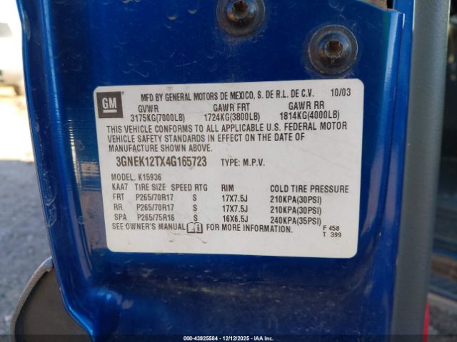 2004 CHEVROLET AVALANCHE 1500 3GNEK12TX4G165723 Photo 8