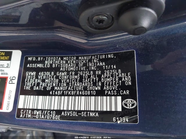 Toyota CAMRY LE 2015 4T4BF1FK8FR460810 Image 9