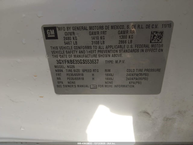 2016 CADILLAC SRX 3GYFNBE35GS553637 Photo 8