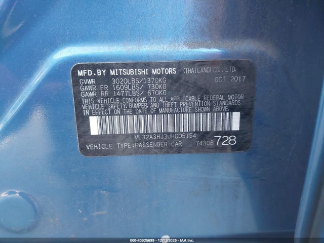 2018 MITSUBISHI MIRAGE ML32A3HJ3JH005154 Photo 8