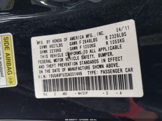 2012 ACURA TL 19UUA9F52CA001446 Photo 8