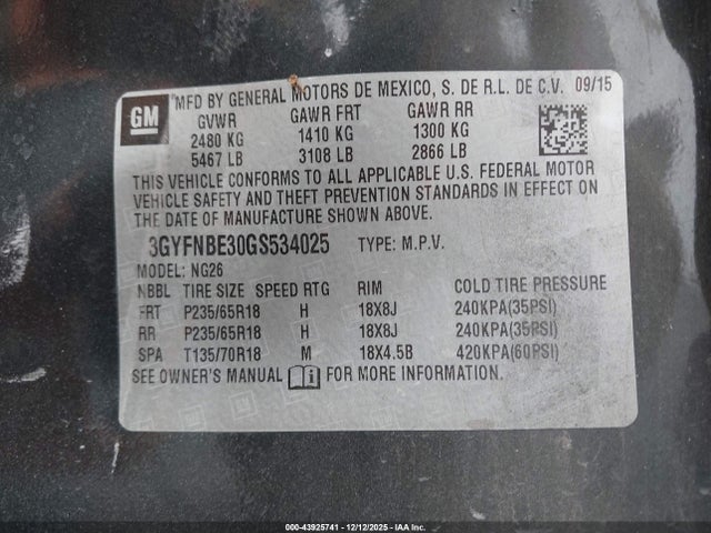 2016 CADILLAC SRX 3GYFNBE30GS534025 Photo 8