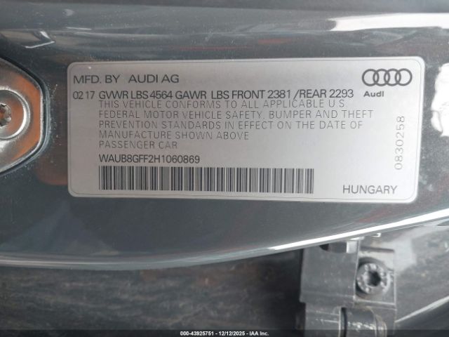 2017 AUDI A3 WAUB8GFF2H1060869 Photo 8