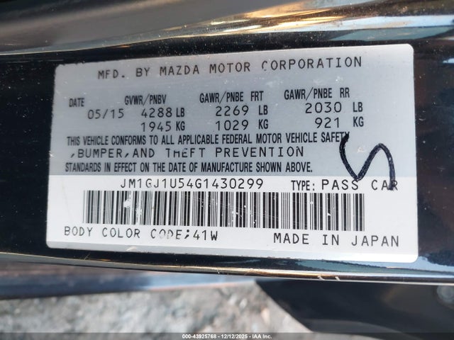 JM1GJ1U54G1430299 Mazda Mazda6 I Sport
