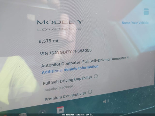 7SAYGDED1TF383053 Tesla Model Y Rwd